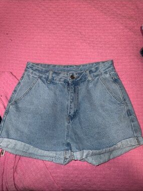 SHEIN Light Blue High-Waist Denim Shorts